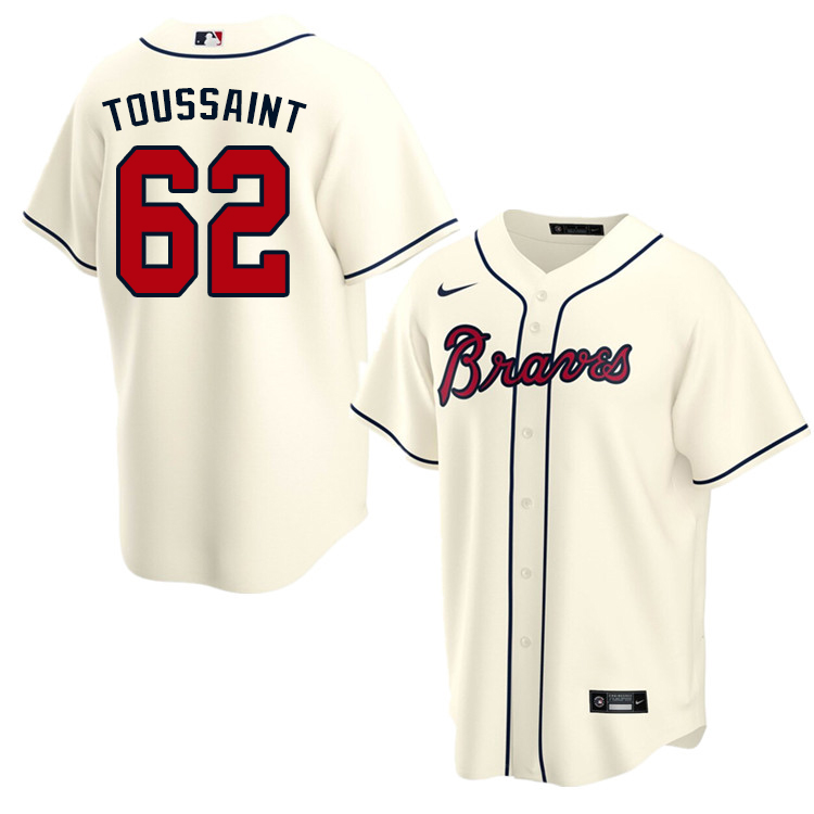 Nike Men #62 Touki Toussaint Atlanta Braves Baseball Jerseys Sale-Cream